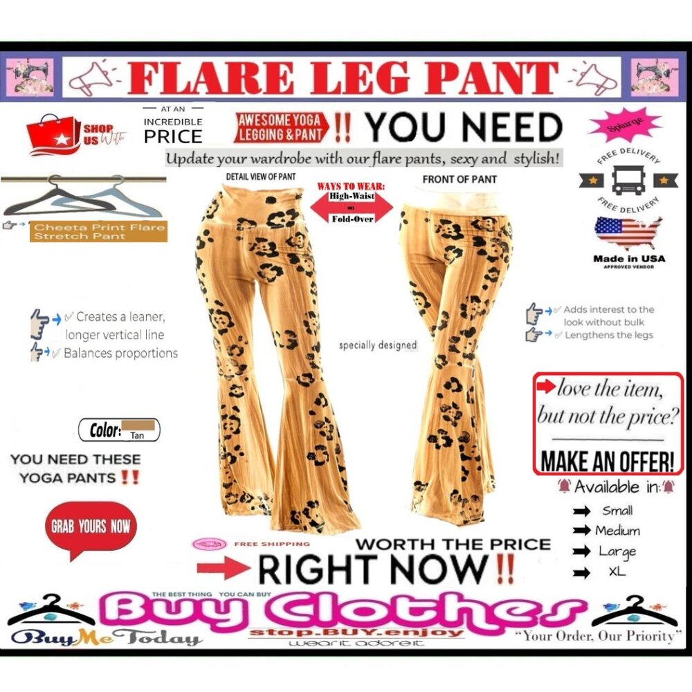 π BOTTOM Fold Graphic β DYE π LEGGING PANT Print FLARE LEG Cheetah πΈ BUY NOW - Picture 11 of 16